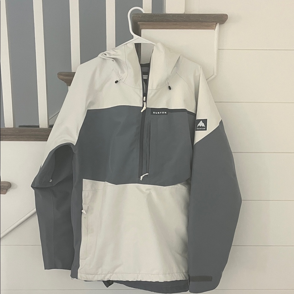 Burton Men's Gray and Cream Ski Jacket